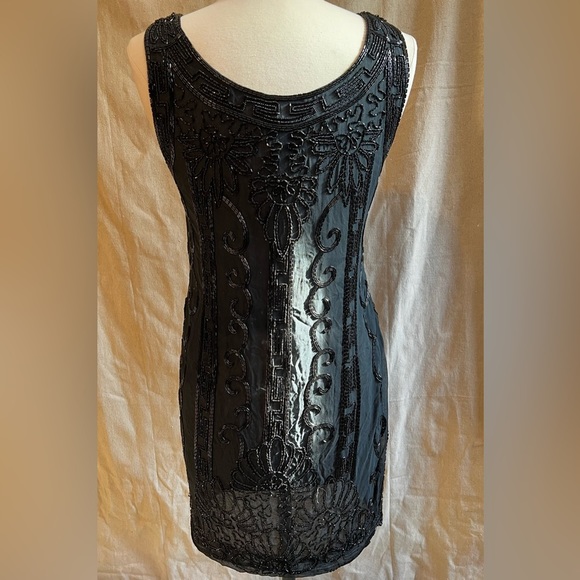 Vintage DKNY Black Silk Beaded Dress Size 10 - Picture 3 of 7